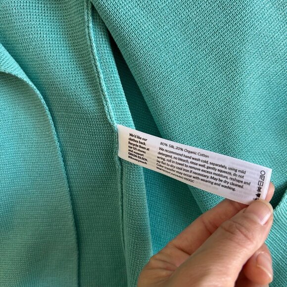 Eileen Fisher Womens Small Petite Open Front Cardigan Aqua Blue Sweater - Picture 7 of 9